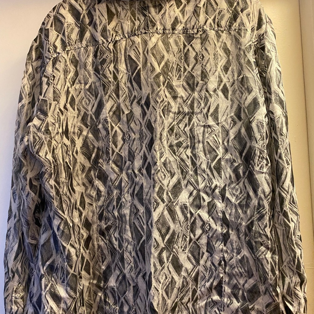 Chico's Gray/Silver Geometric Button Down Top, Si… - image 2